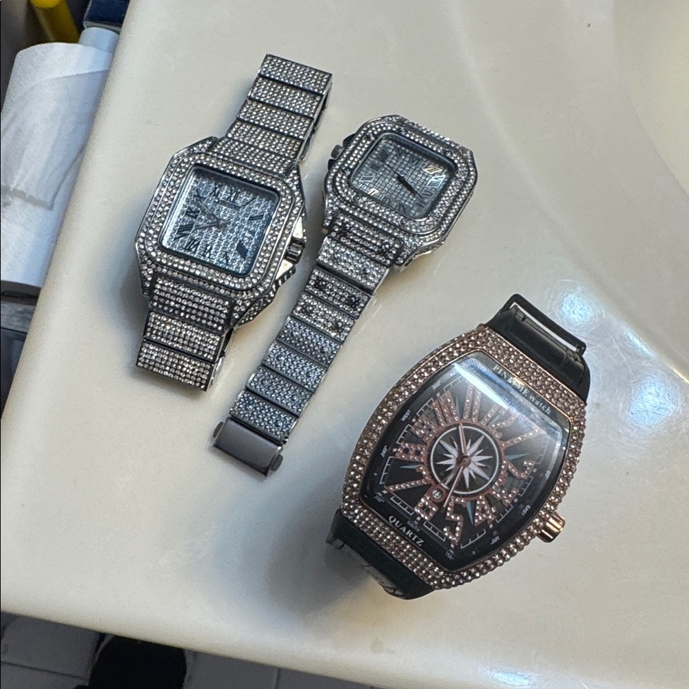 Silver and Black Diamond Watches